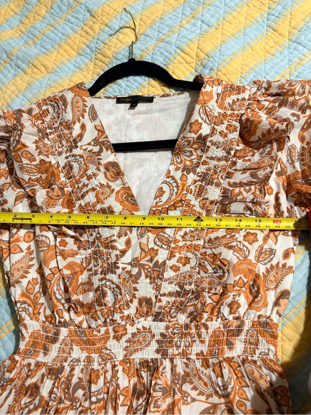 Maje szEuro 34 (us sz 4) Bohemian Paisley Orange & White Maxi Dress - Picture 5 of 14